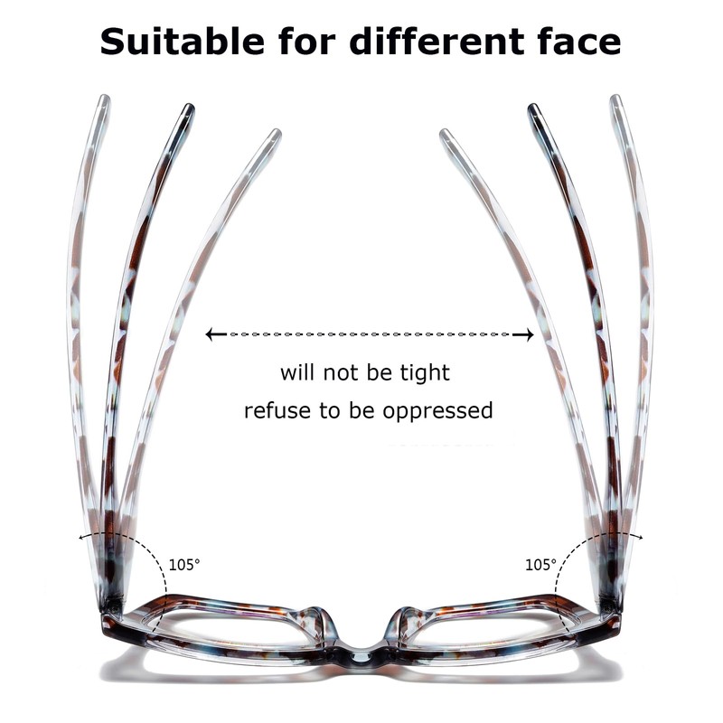 Hubeye 2 Pairs Square Reading Glasses for Women Spring Hinged