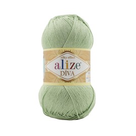 Alize Diva Silky Effect 100% Microfiber Acrylic Yarn Thread Crochet Art Lace Craft Many 2 Balls per 100g 350m 853 Green