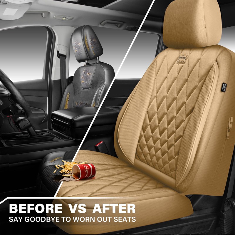 CAR PASS Piping Luxury PU Leather Two Front Car Seat