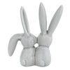 Creative Co-Op Decorative Ceramic Bunny Rabbit Figurine, Gray Ring Holder,