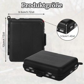 Chanumetal Pack of 2 Bait Box Fishing Black Fishing Accessories 12 x 9.5 x 3.5 cm Fishing Box 7 Compartments Fishing Case Fishing Accessories for Bait Storage