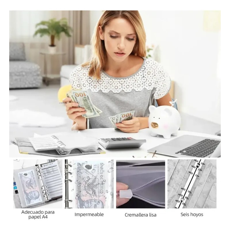 Carpeta A6 HHads 107H-abc gris liso x Unidad