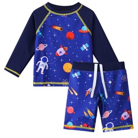 HUAANIUE Baby Toddler Boy Swimsuit Rashguard Set Swimwear UPF 50+ 1-2 T