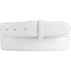 BELTINGER Interchangeable belt made of full cowhide leather with seam 3.5 cm without buckle, soft press stud belt for men and women, 35 mm, jeans belt with fine structure, White