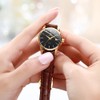 OLEVS Women Watches Brown Leather Easy Reader Quartz Analog Small