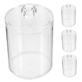 STOBAZA 4pcs Cotton Swab Dispenser Organizers with Lid Compact Bathroom Jars for Cotton and Swabs Smooth for Easy Cleaning for Makeup and Bathroom Storage