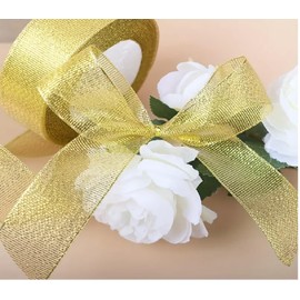 1 x 25 Yard Roll of 15mm Gold Metallic Organza Ribbon Christmas Wrap Presents (Crafts - Jewellery Making - Fashion Charms Decoration - Jewelry Accessories by GCS