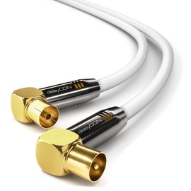 deleyCON TV Cable Plug 90°/Jack 90° Gold-Plated, White