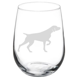 MIP German Shorthaired Pointer Dog Stemmed / Stemless Wine Glass - 10oz Stemmed