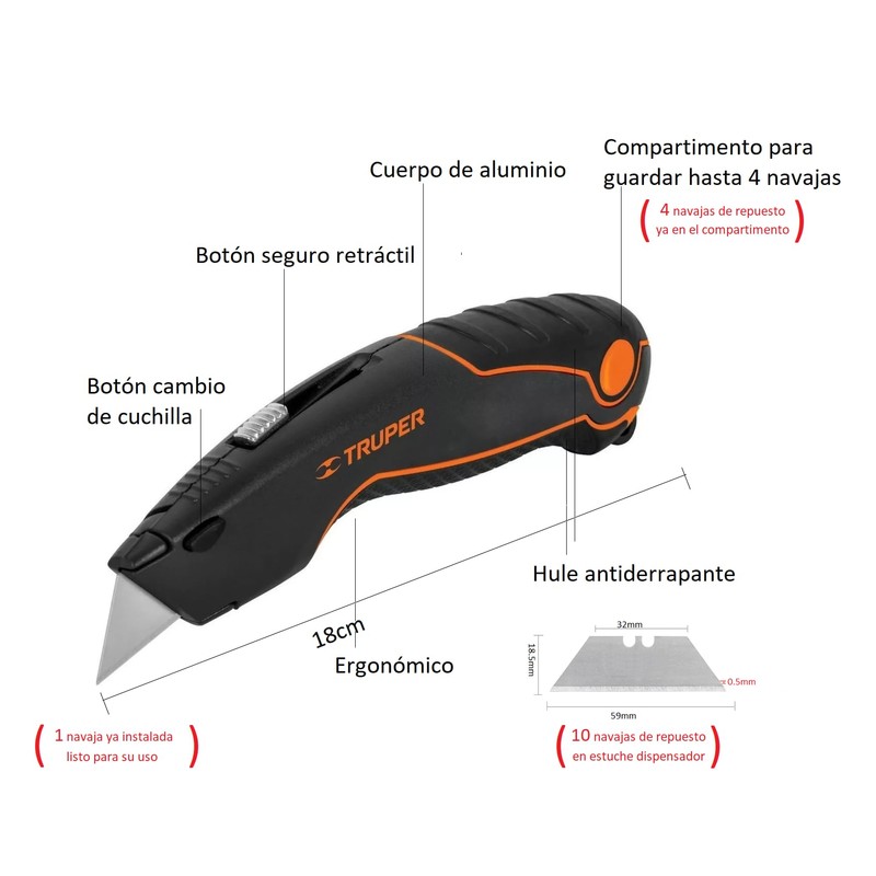 Cutter Profesional Industrial Escolar Uso Rudo Con Repuestos