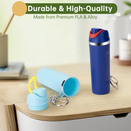 Wnzary Cute Mini Cup Keychain Compatible with Owala Water Bottle, Tumbler Cup Lip Balm Holder Keychain, Mini Tumbler Key Chain (1, Blue)