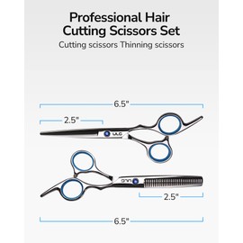 ULG Hair Cutting Scissors, Thinning Scissors Set, Professional Hairdressing Texturing Scissors, Razor Blade, Japanese Stainless Steel, 6.5 Inches