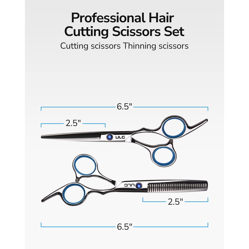 ULG Hair Cutting Scissors, Thinning Scissors Set, Professional Hairdressing Texturing
