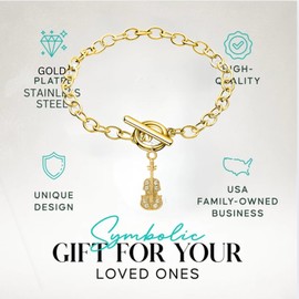 Sportybella Cello Charm Toggle Bracelet – Gold Stainless Steel Chain Jazz Bracelet for Women – Gift Jewelry with Cello Pendant – Toggle Clasp – Music Lover Accessory