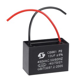 MACHSWON Ceiling Fan Capacitor with 2 Wires Metalized Polypropylene Film Capacitors CBB61 12uF 450V AC 50/60Hz Cylinder 51x35x25mm 25/70/21,1 PCS