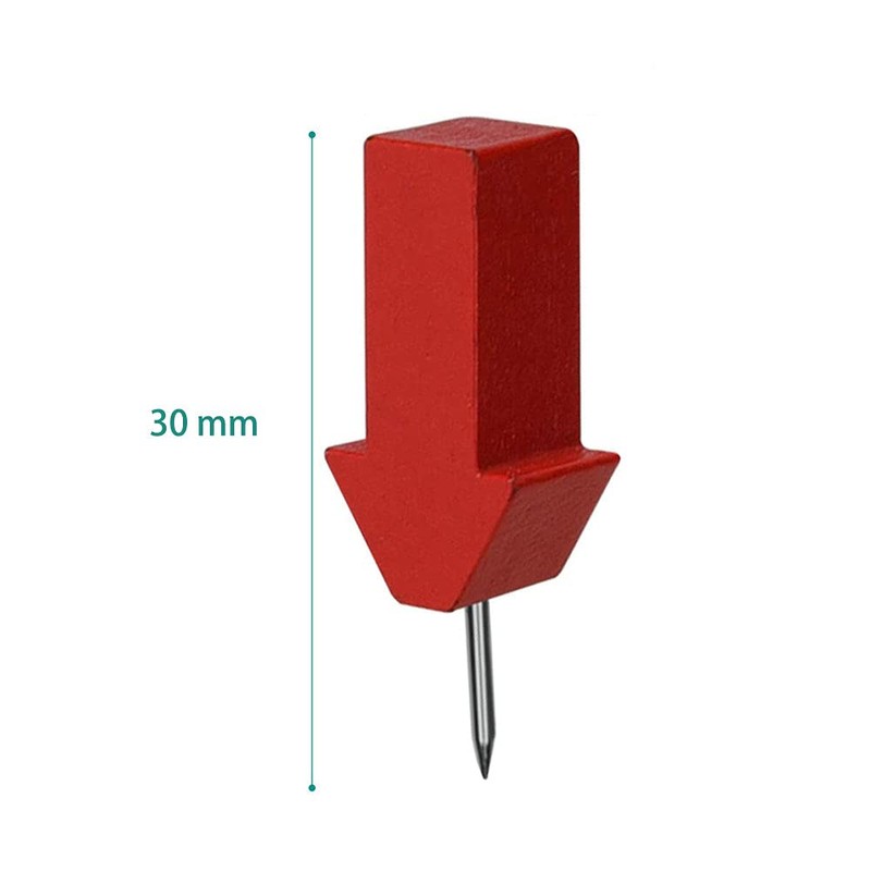 50pcs Wooden Push Pins with Red Star Arrow Design for