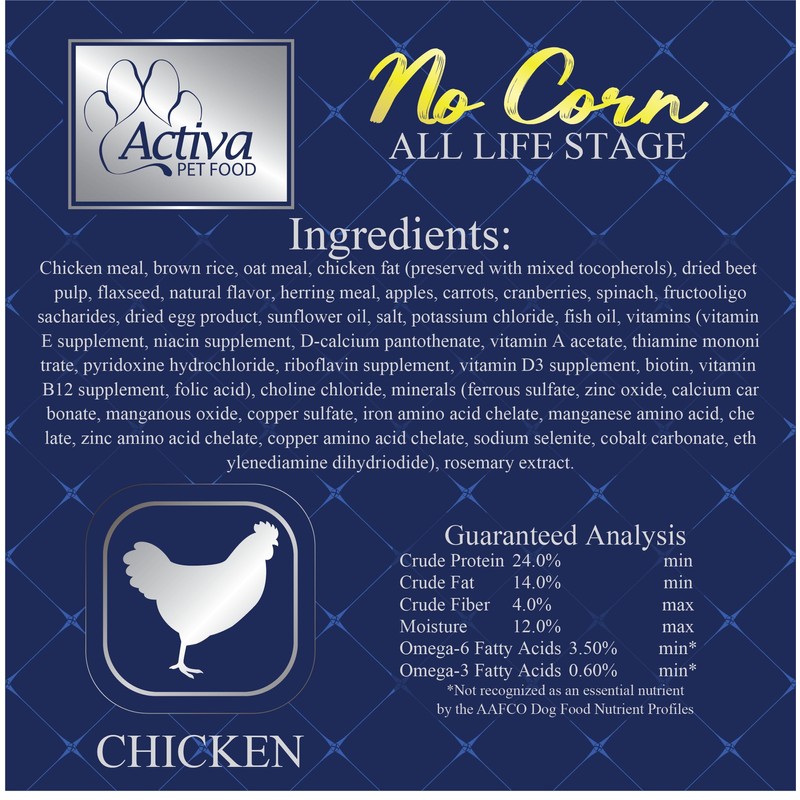 Activa No Corn Custom Dog Food (Chicken, 15lb.)