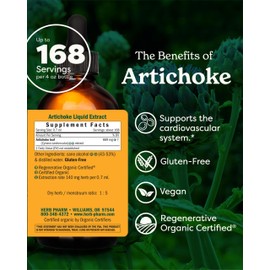 Herb Pharm Certified Organic Artichoke Liquid Extract for Cardiovascular and Circulatory Support - 4 Ounce