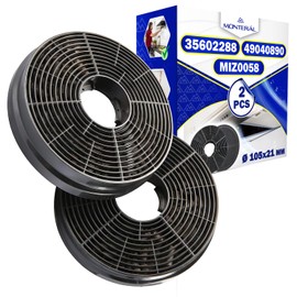 Activated Carbon Filters for Cooker Hood 105 x 21 mm Type CF130 with Original Code 35602288 49040117 49040890 for Candy for Hoover MIZ0058 for Respekta - Pack of 2 MONTERAL