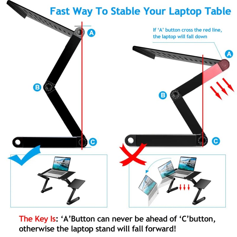 Foldable Laptop Table Bed Notebook Desk with Mouse Board Breakfast