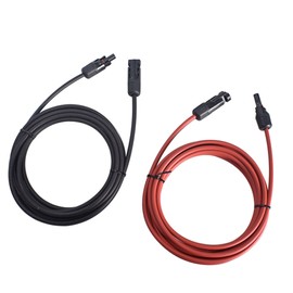 Timunr 1 Pair 15 Ft Solar Panel Extension Cable Wire Connector 12 AWG Wire + Male Female Plug Red and Black
