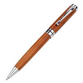 Wooden Ballpoint Pen, Rotating Retractable Rollerball Pen, Writing Pen for Journaling School Office and Business Employees (Silver)
