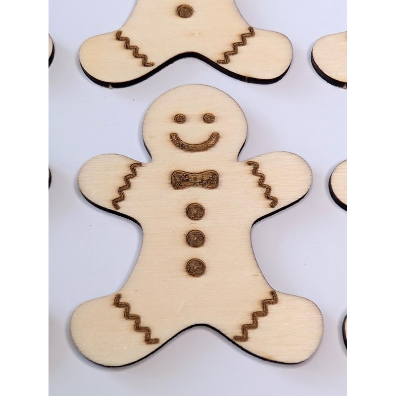 Chirpy & Goose Wooden Gingerbread Man Shapes, 6cm x 5cm,