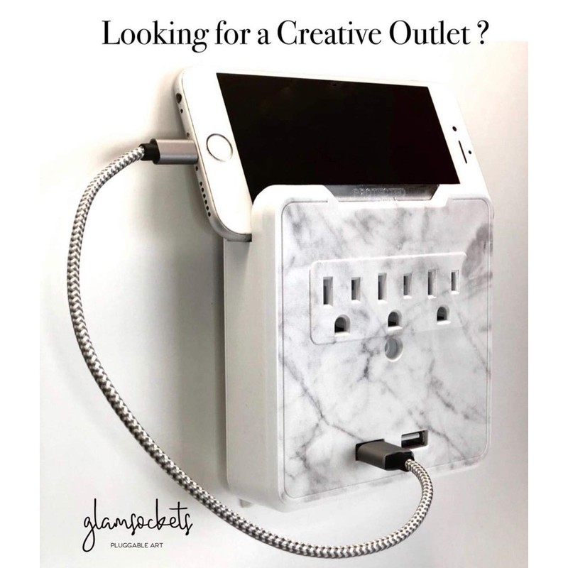 Glamsockets Decorative Wall Mount Surge Protector with 3 Outlets, Dual