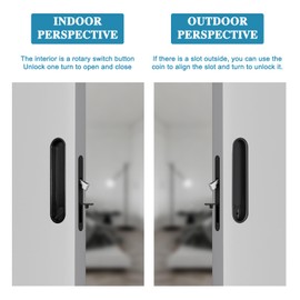 GIFSIN Pocket Door Lock Hardware, Recessed Sliding Door Handle with Lock, Hidden Door Lock with Door Edge Pull (Black)