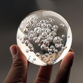 GRBVFDS Bubble Crystal Ball Paperweight Gorgeous Glass Ball for Decorative Ball Lensball Photography Gazing Divination or Feng Shui and Fortune Telling Ball (Large)