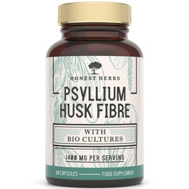 Psyllium Husk Capsules with Probiotics - Fibre Supplement Complex 1400mg - 60 Capsules - 6 Billion Probiotics 5 Strains