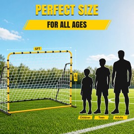 JIRTEMOT 5×4FT 3-in-1 Soccer Rebounder & Goal Net Set