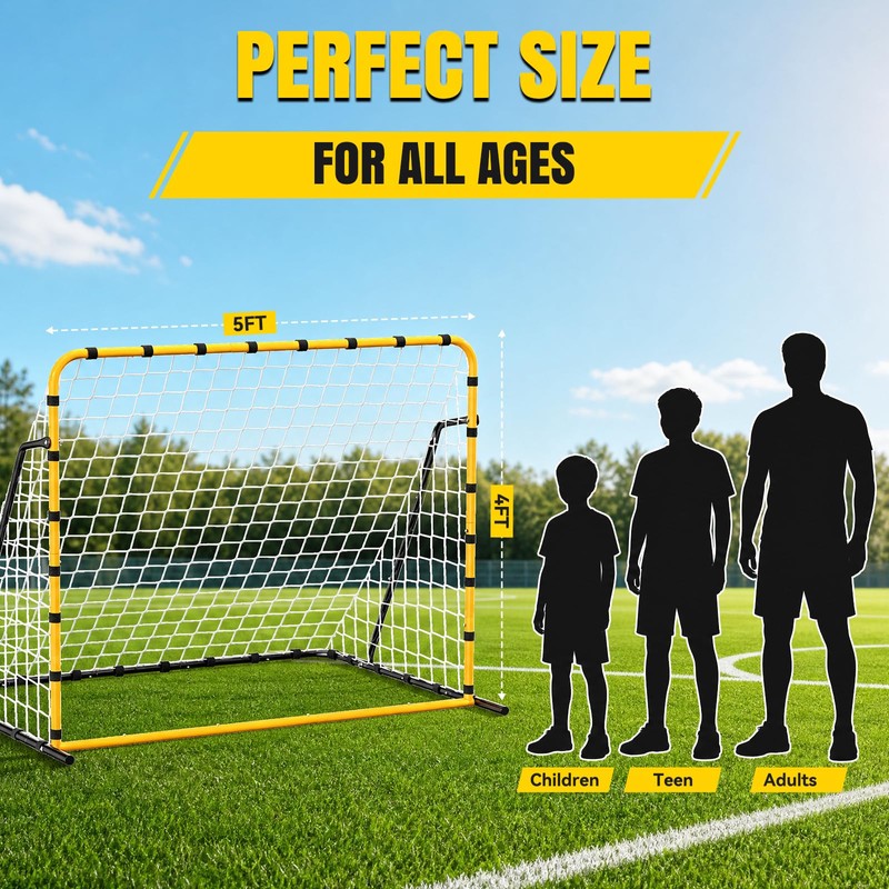 JIRTEMOT 5×4FT 3-in-1 Soccer Rebounder & Goal Net Set