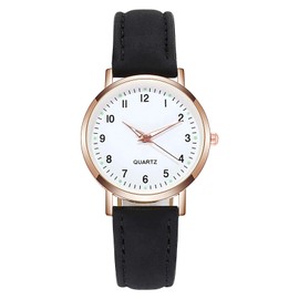 GIRGBE Women's Watches, Classic Quartz Watch with Luminouse Easy Read Dial, Leather Watch Band, Vintage Small Face Round Watches for Women, Birthday Gift for Ladies (G720-black)