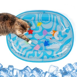 Supet Cat Water Sensor Play Mat, Thickened Cat Water Bed Toy with Additional Protective Cover for Cats and Small Dogs (Stripes, 2)