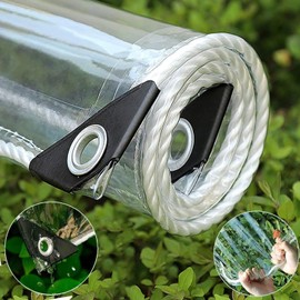 Clear Tarp 6' x 20' PVC 14 Mil Clear Tarps Heavy Duty Waterproof, 400g/m² Clear Tarps Vinyl with Grommets for Camping, Plants Greenhouse, Cars, Patio and Pavilion