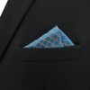 SHLAX&WING Blue Men's Pocket Square Silk Checkered 32cm Extra Large,