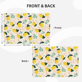 Lemon Placemats Set of 6, Lemon Place Mats Table Mats for Kitchen Dining Table Kitchen Decor Linen 12x18 Inch
