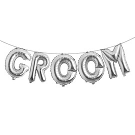 16 inch Multicolor GROOM Balloons Banner Wedding Party Decorations Sign (GROOM Silver)
