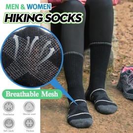 ANTSANG Merino Wool Socks for Men & Women Thermal Winter Hiking Warm Thick Crew Cozy Boot Work Gift Socks Stocking Stuffers 5 Pairs(Classic Black)