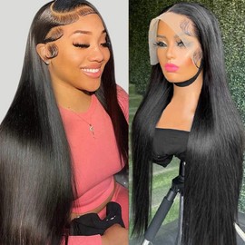 30 Inch Straight 13x6 Lace Front Wigs Human Hair 150% Density Pre Plucked HD Lace Front Wigs for Black Women Human Hair Glueless Transparent 13x6 Straight Human Hair HD Lace Frontal Wig 13x6 Lace Wigs