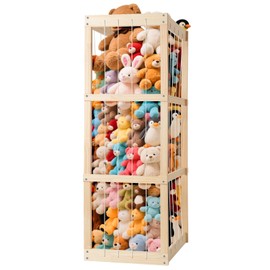 Nicnom Stuffed Animal Storage – Large Capacity Toy Organizers for Kids | Wooden Stuffed Animal Holder with Elastic Zoo Bars | Plushies Storage Toy Chest for Nursery, Playroom, or Bedroom