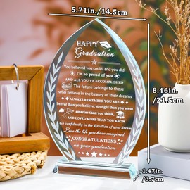 YWHL Graduation Gifts for Her Him, Class of 2025 High School College Graduation Gifts for Women Men, Masters Degree PHD Graduate Gift Plaque Crystal Keepsake Present for Girls Daughter Son