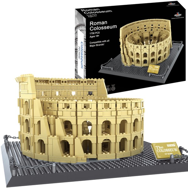 Apostrophe Games Roman Colosseum Building Block Set – 1756-Pieces Colosseum Model Building Blocks for Adults and Kids – Italy’s Colosseum Architecture Kit Famous Landmark Series