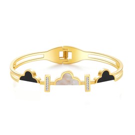 FIORICASA Four Leaf Clover Bangle Bracelet for Woman,Stainless Steel Bracelet,18K Gold Plated Bangle