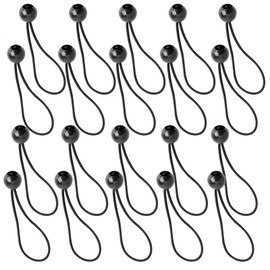 20PCS Black Tarpaulin Bungee Balls Tarp Bungee Balls Bungee Ball Ties Ball Bungee Cords Elastic Tie Downs Trap Bungee Cord For Banner Pavilions Flag Poles Tent Bungee Hooks Tarpaulin Holders Tent