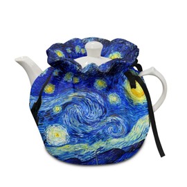 Xoenoiee Van Gogh Starry Night Polyester Canvas Tea Cosy with Cotton Filling 15.5 x 17.5 cm Teapot Cover