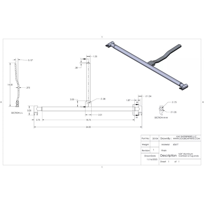 Kay Horse Trailer Door Latch 24 Inch Aluminum Claw End