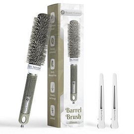BeautyCarves Round Hair Brush with 2 Clips – 4 Sizes, Flexible Nylon 66 Bristles -Nano Ionic Heat-Resistant Technology volume  brush - Size: 25mm