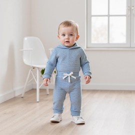 Thorn Tree Newborn Baby Boy Fall Outfits Hooded Sweatshirt Romper Stretchy Pants Knit Infant Clothes Set
